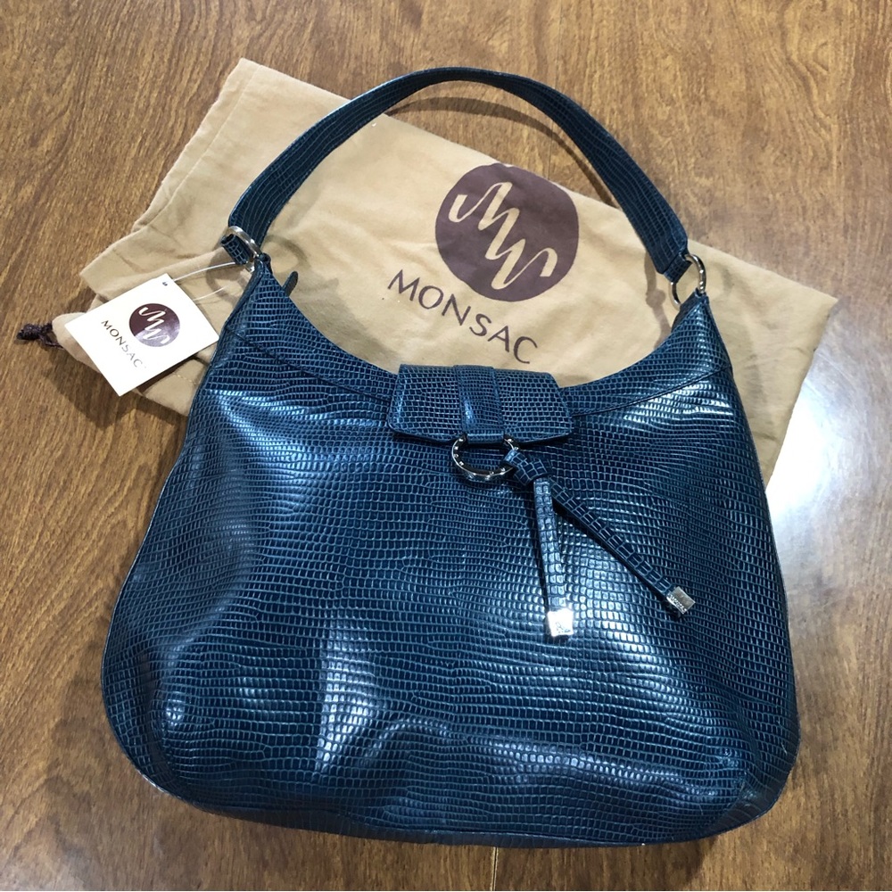 NWT MONSAC genuine leather teal shoulder bag